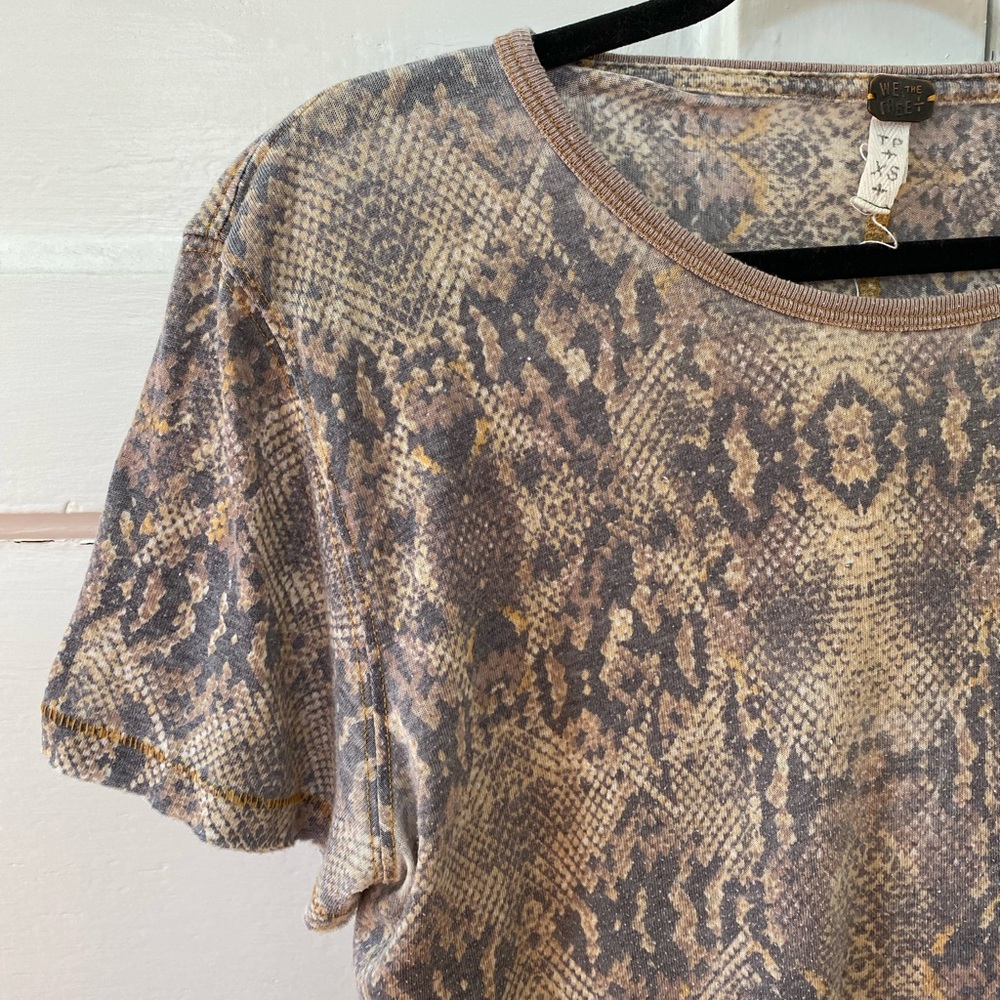 Free People We The Free Tan Snakeskin Tee - Picture 2 of 5